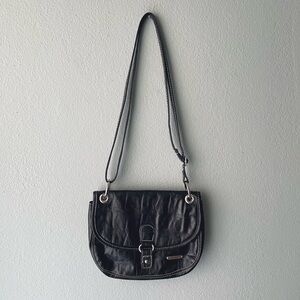 Koltov | Black Faux Leather Shoulder Crossbody Bag